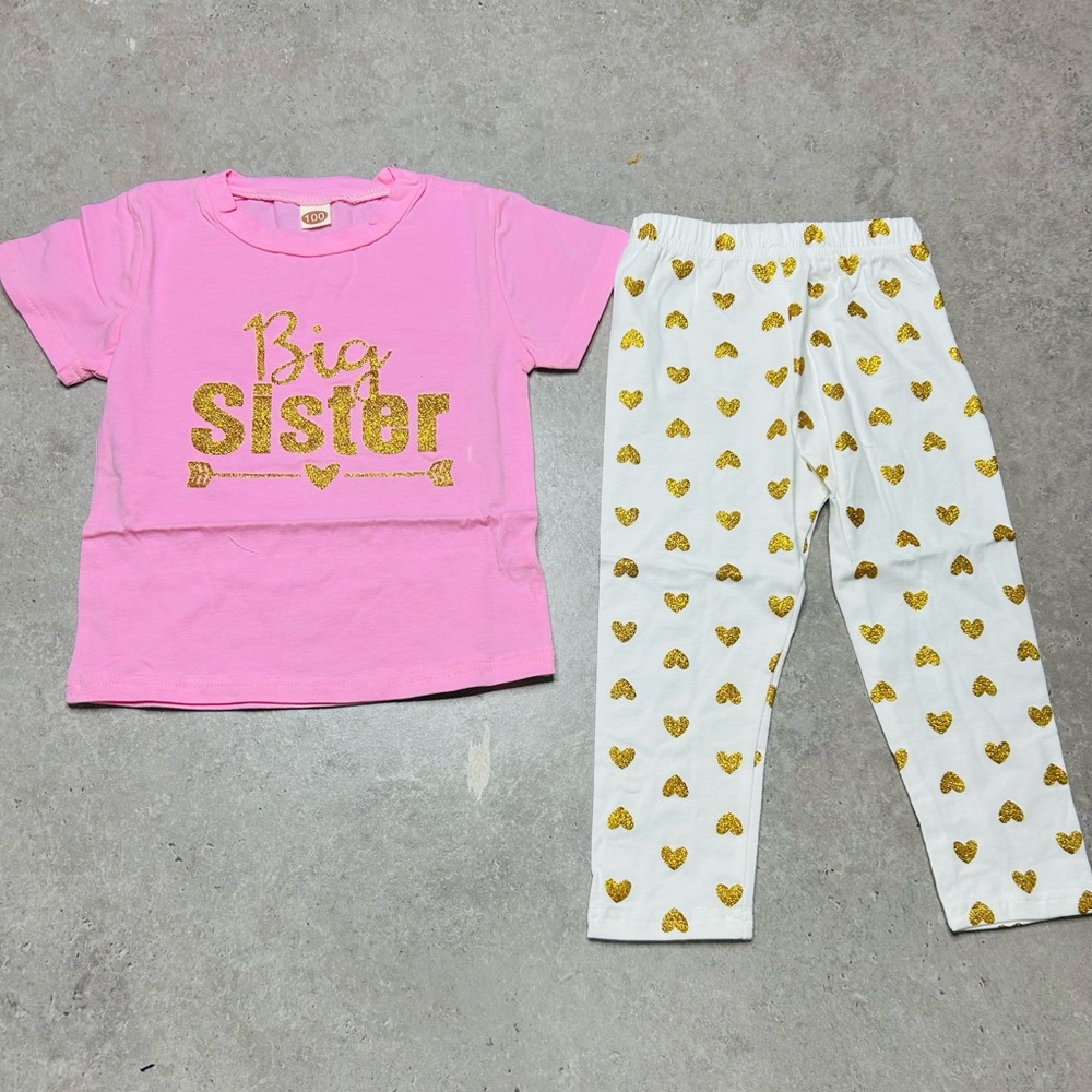Big Sister Pink and Gold Kids Outfit